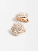 Pendientes Redondos Con Perlas dorado