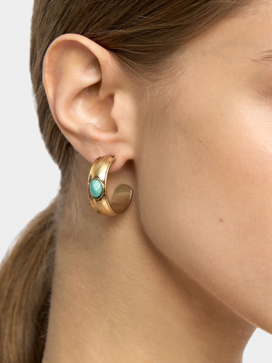 Aros Con Piedra dorado