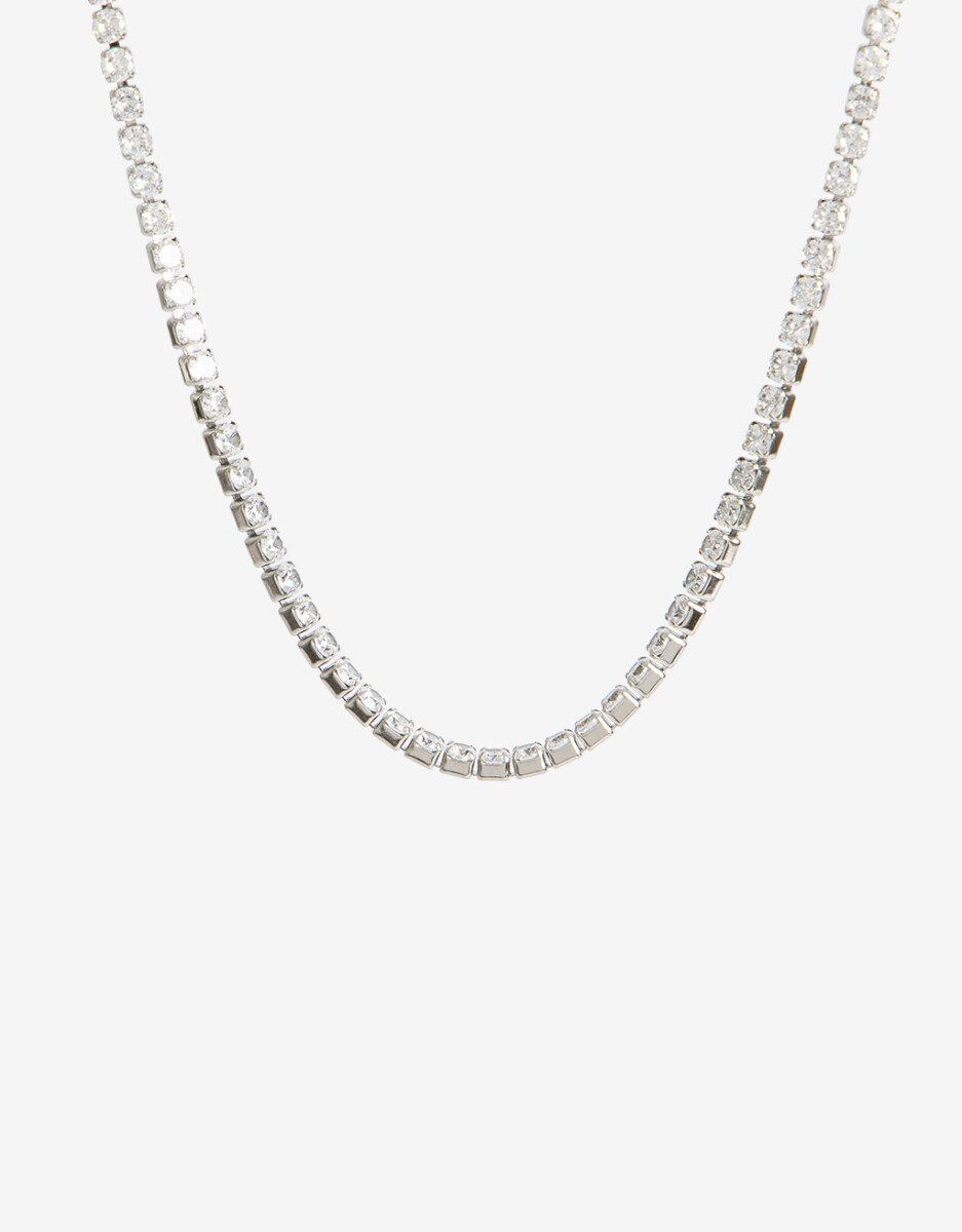 Collar Tennis De Acero Con Cubic 