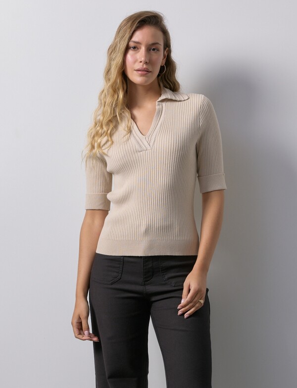 Blusa Ribs Tejida BEIGE