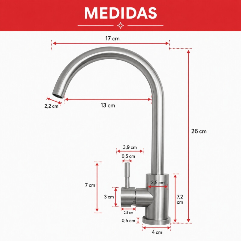 Canilla monocomando para mesada agua fría NEGRO