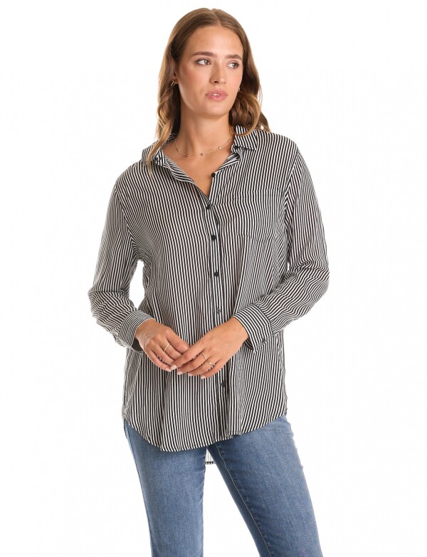 Camisa Lineas NEGRO/BLANCO