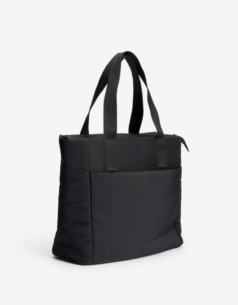 Shopper Nylon Shopper Con Doble Asa De Hombro. - Negro