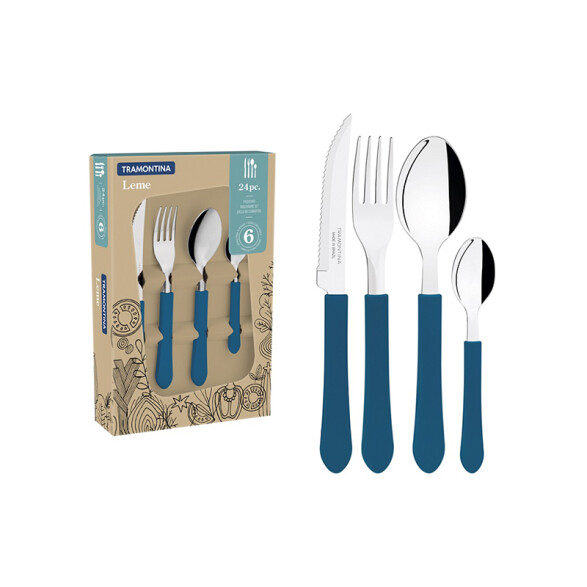Juego de cubiertos azul océano 24 piezas "LEME" -TRAMONTINA TN7634