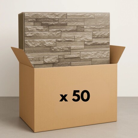 50 Placas Revestimiento Pared Autoadhesiva 70x77cm Promo X50 Piedra Oscura
