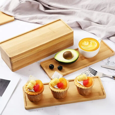 Bandeja de Bambú Rectangular para Servir 28x18x1.5Cm Natural Natural