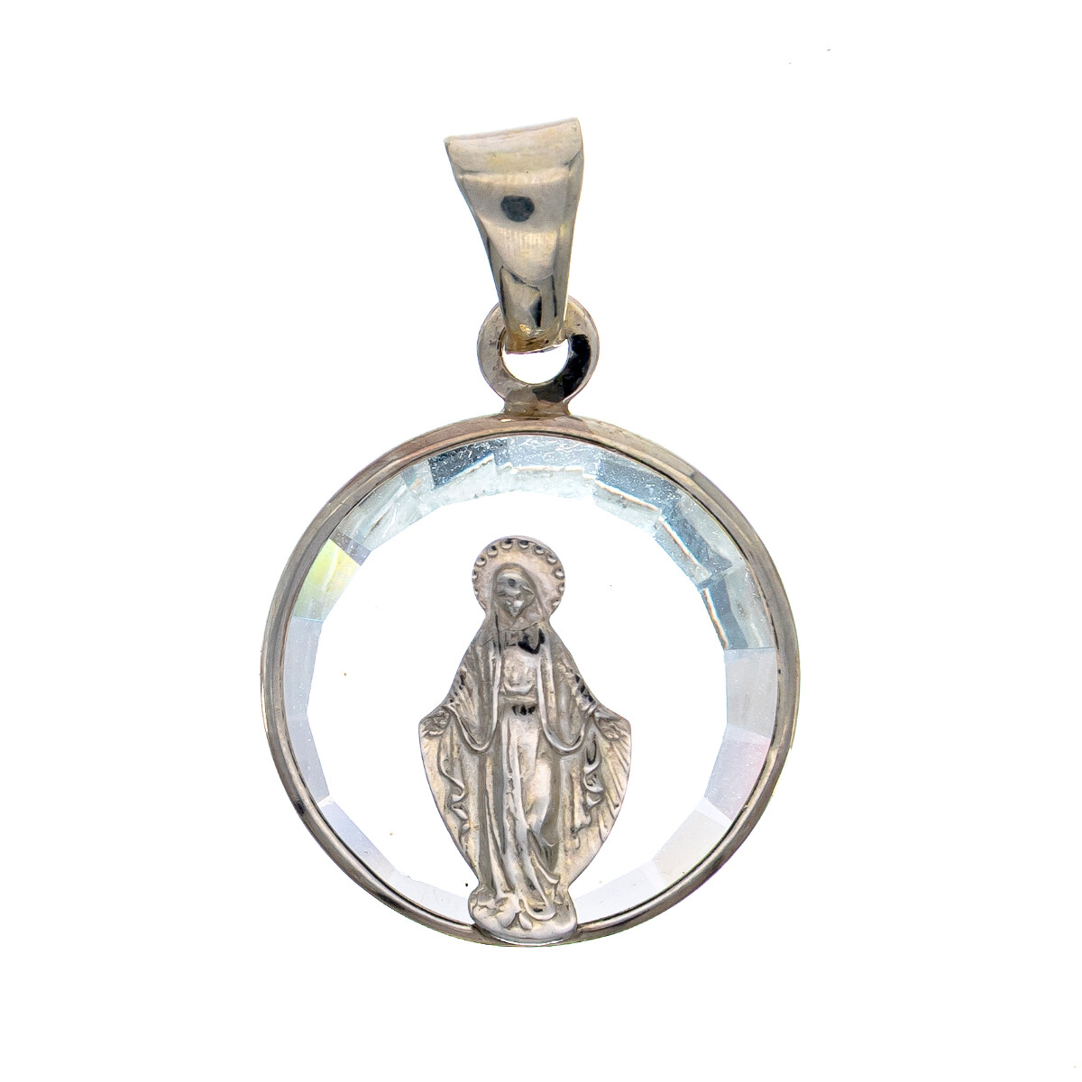 Medalla de plata 925 y cristal, VIRGEN MILAGROSA. 