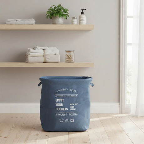 Bolso canasto con cierre y tapa de tela para Ropa Lavanderia Azul