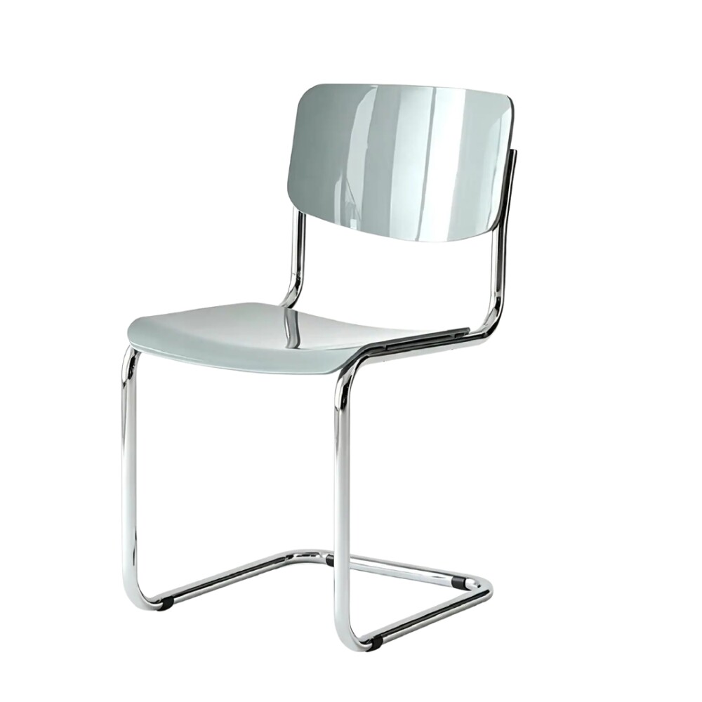 Silla de Comedor Metal Cromado y Madera - Moon Gris
