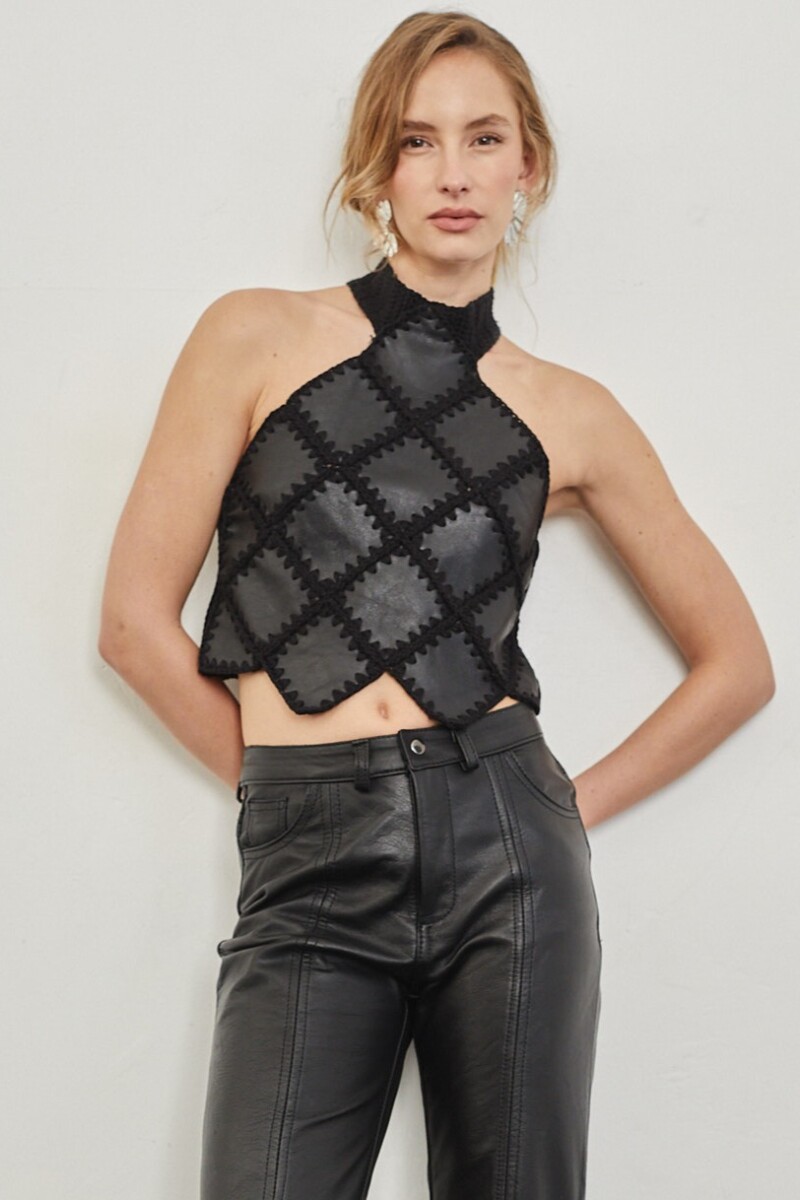 Top Leather Goth Negro