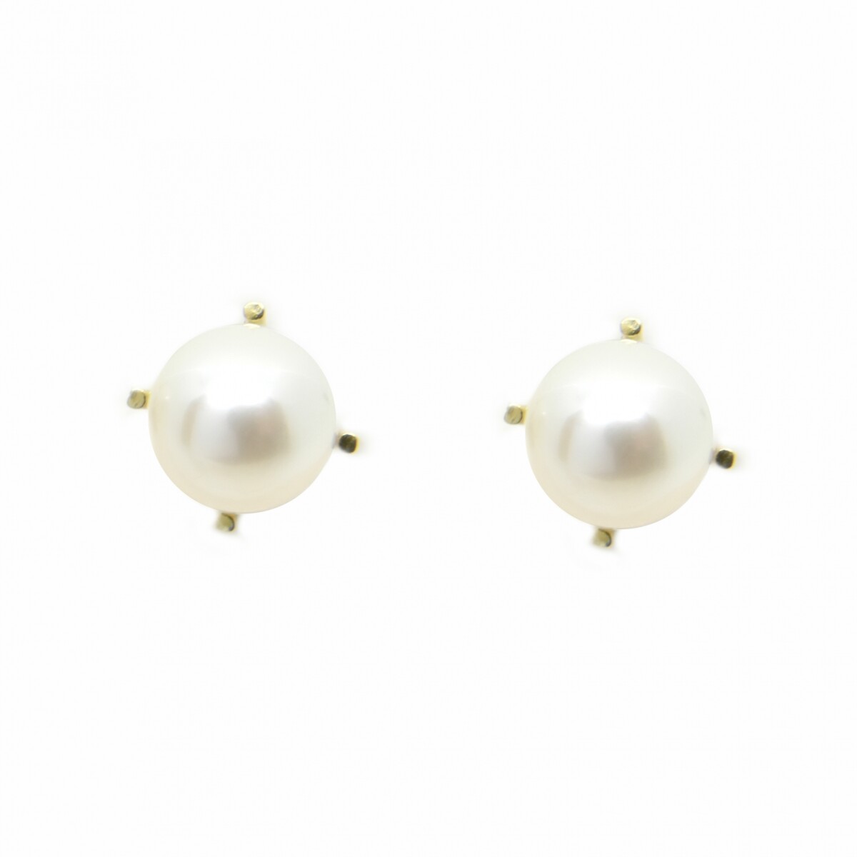 Caravanas en Oro 18 Kilates Con Perla de Cultivo 8 a 8.5mm Engarce 4 Puntas 