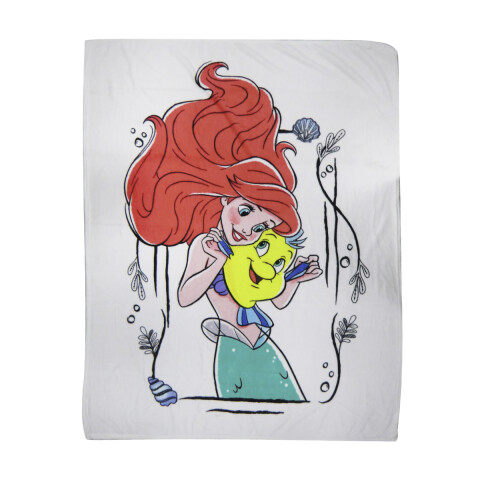 Frazada Coral Infantil La Sirenita 127 x 152 cm BLANCO