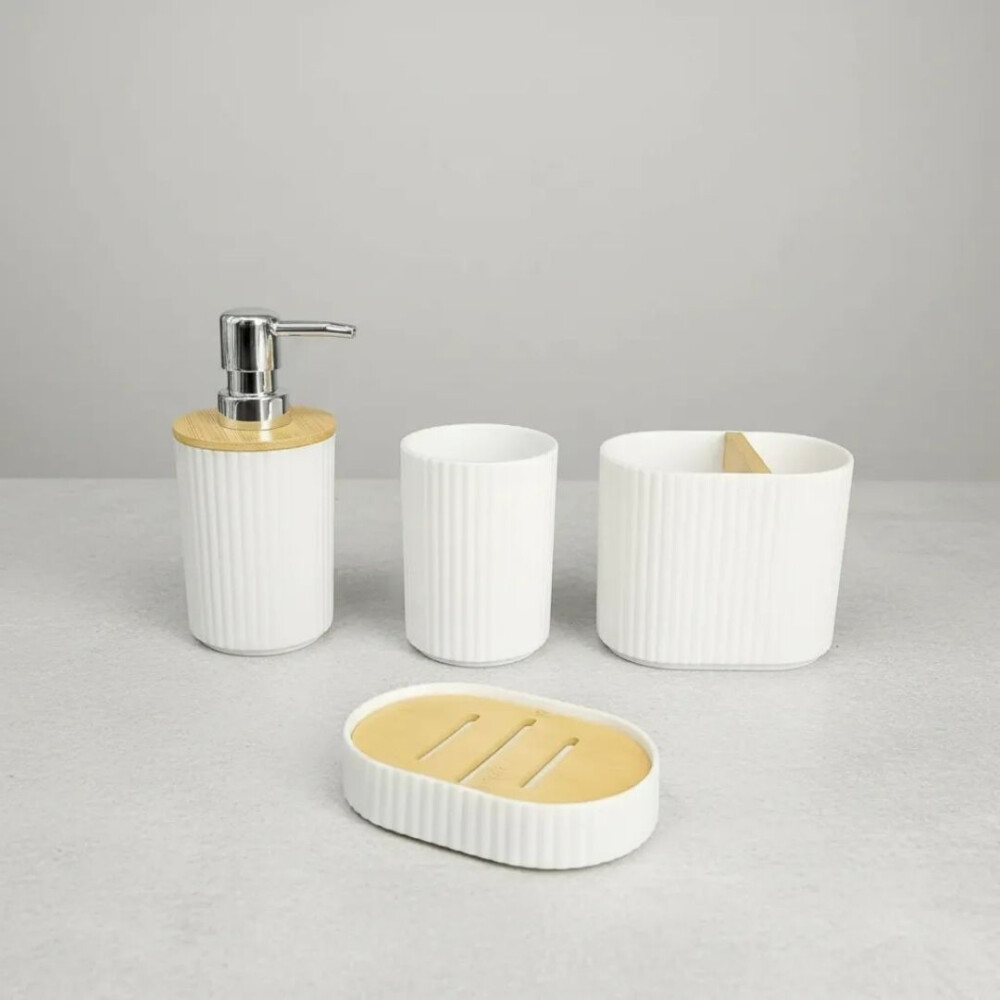 Elegante Kit De Accesorios Para Baño Blanco