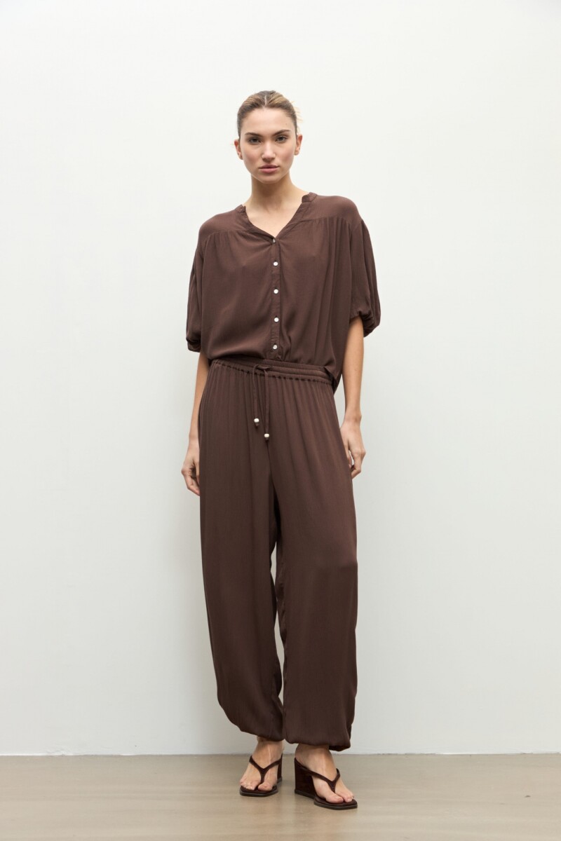 Pantalon abullonado chocolate