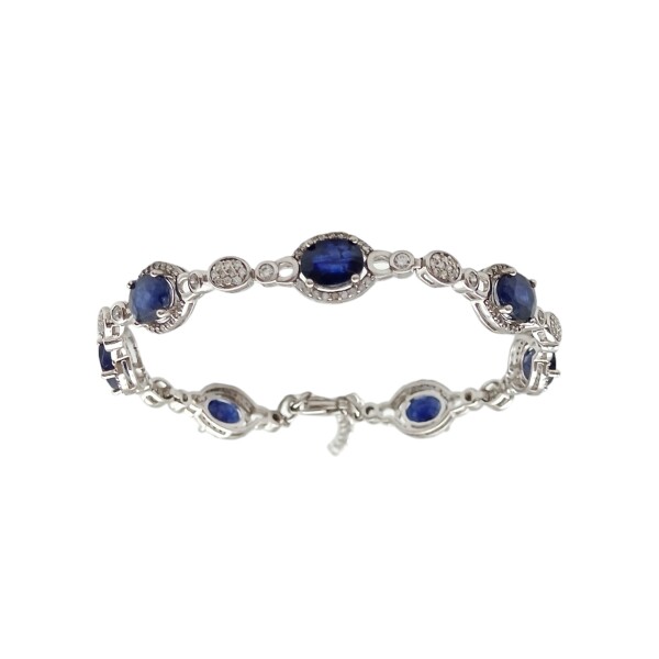 Pulsera oval-Plata 925-Piedra zirconia y zafiro-PU3023 Conpiedra