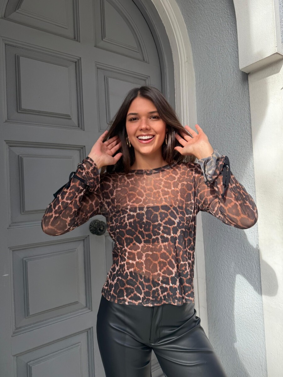 Remera print microtul - marrón 