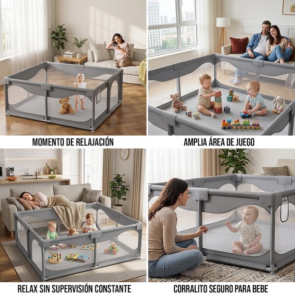 Corral para bebe corralito seguridad puerta pelotero niños IMBACK Color Gris Corral para bebe corralito seguridad puerta pelotero niños IMBACK Color Gris