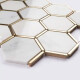 MOSAICO HEXAGONAL VIDRIO 28X41 MARMOLADO CON BORDES DORADOS 000