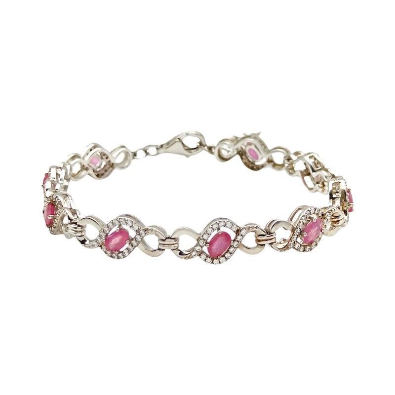 Pulsera Cruzada-Plata 925-Piedra Rubí y zirconia-PU3480 conpiedra