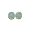 Caravanas Oval-Plata 925 -Piedra Calcedonia-CA3378 conpiedra