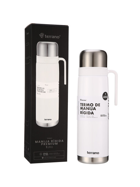 Termo 1Lt. Premium Manija Rigida Metalizado Blanco