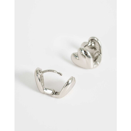 Aros Doble Corazón Plateado