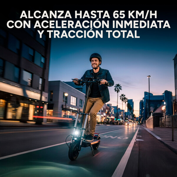 Scooter Monopatín Eléctrico Gogreen Punch Rage 1000w 60 km/h Color Negro