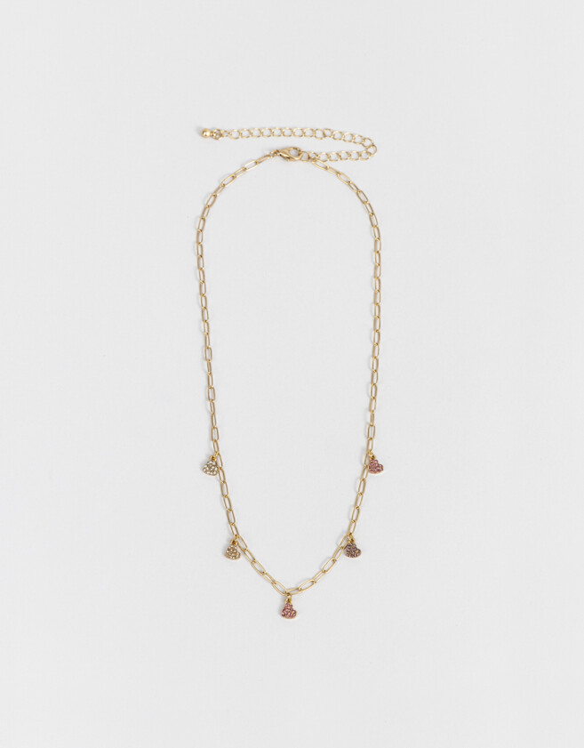 Collares Cortos Con strass Collar Corto Con Dijes De Strass - Dorado