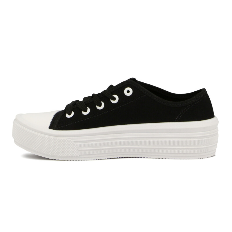 Moleca Calzado Casual Lona Acordonado Negro-blanco