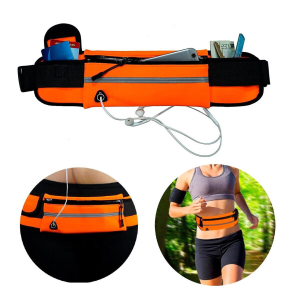 Riñonera Expandible Reforzada Running Impermeable Bolso Variante Color Naranja