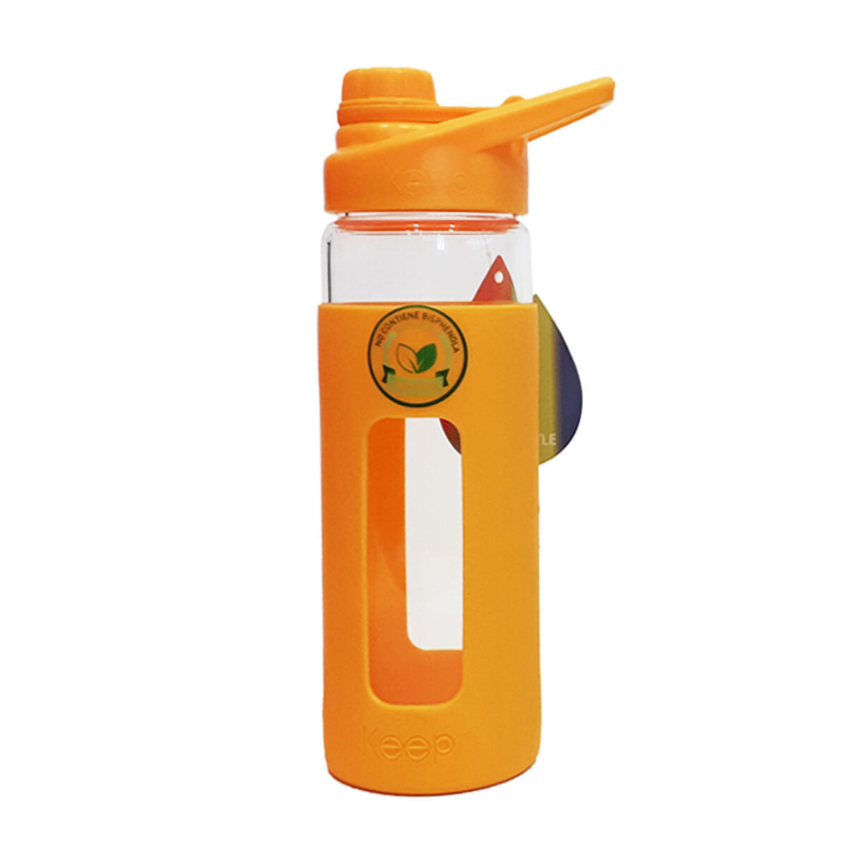 Keep Botella 470 ml De Vidrio Y Silicona - Naranja 