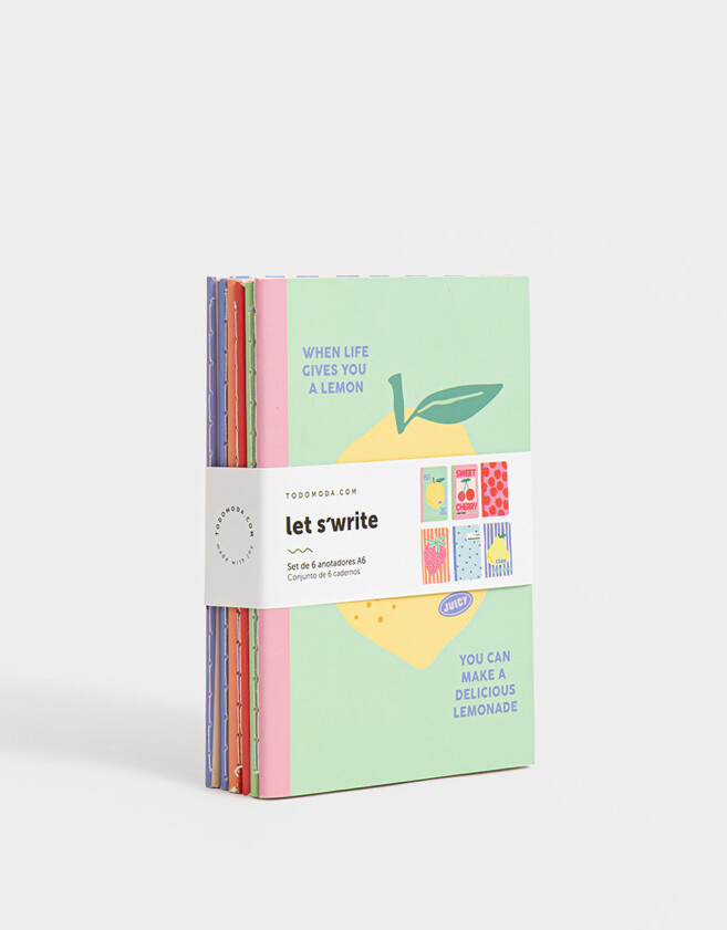 Anotadores Cuadernos y Memos Foodie Set De Cuadernos A6 Estampados - Combinacion Multicolor