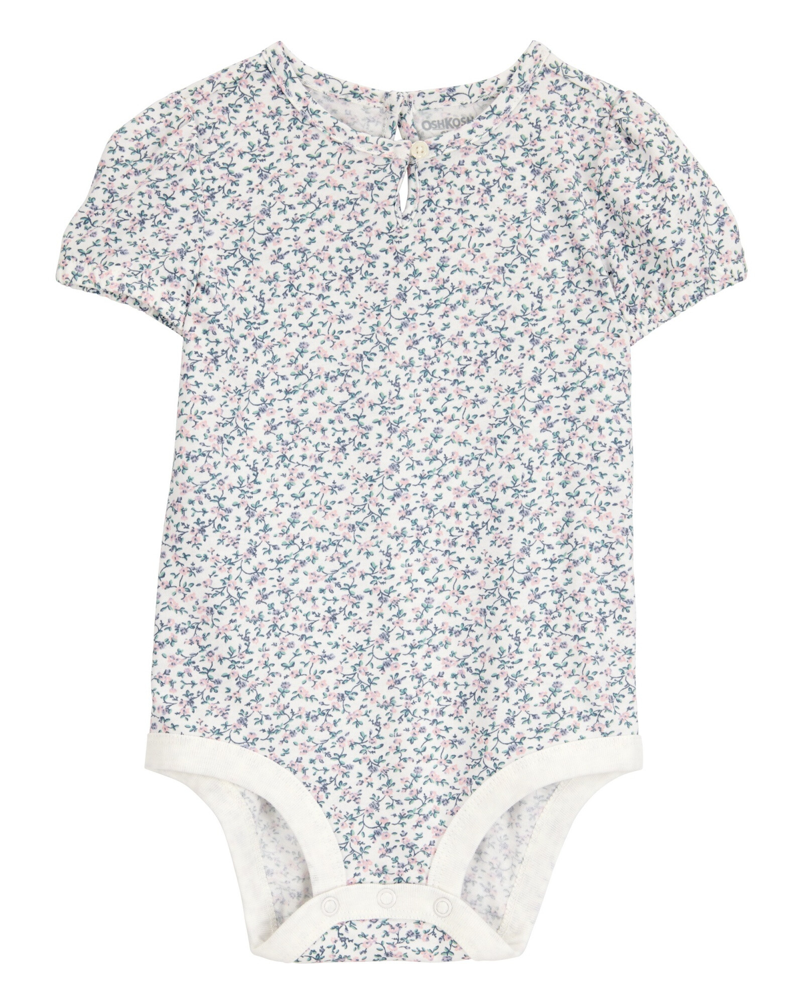 Body de algodón, mangas globo, diseño floral Body de algodón, mangas globo, diseño floral