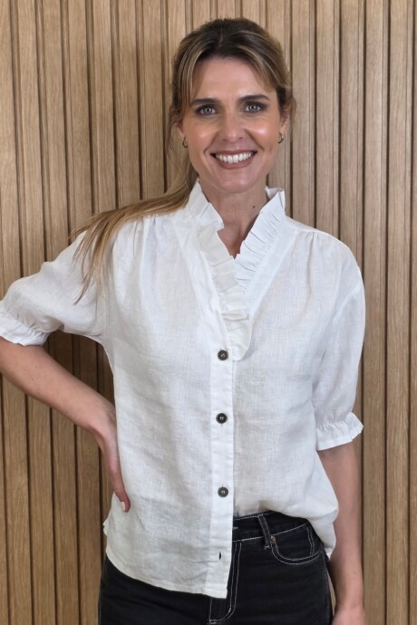 Camisa Flora Puro Lino Blanco