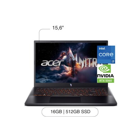 Notebook ACER Nitro 5 15.6' FHD 512GB SSD / 16GB RAM I7-13620H RTX5060 De 8GB Notebook ACER Nitro 5 15.6' FHD 512GB SSD / 16GB RAM I7-13620H RTX5060 De 8GB