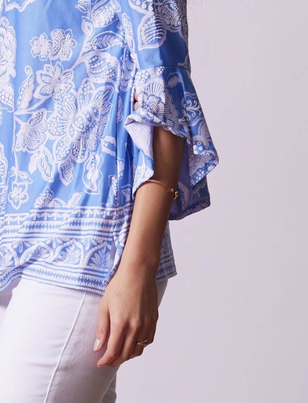 Blusa Flores CELESTE OSCURO