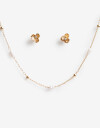 Bijouterie Set Sets temáticos Set De Aros Flor Y Collar Perlas - Dorado Oro Cepillado Mate