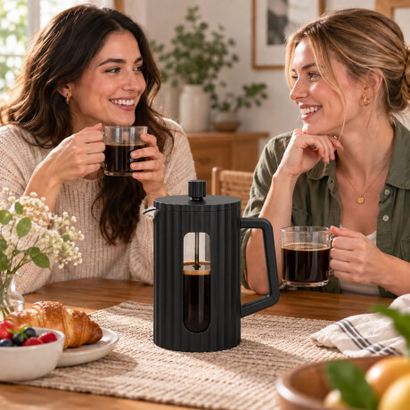 Cafetera Prensa Francesa 1000ml Vidrio Borosilicato Negro