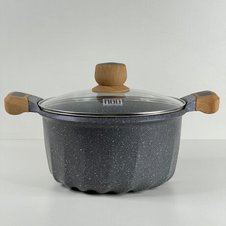 Olla Aluminio Fundido Presión Revestimiento Granito Tapa Vidrio 24cm Olla Aluminio Fundido Presión Revestimiento Granito Tapa Vidrio 24cm