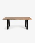 Mesa Alaia 200 x 95 cm madera maciza de acacia patas de acero acabado negro