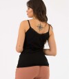 Musculosa con puntilla Negro