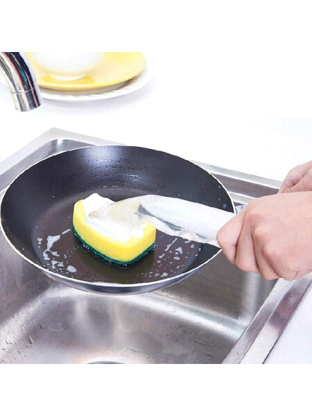 ESPONJA CON MANGO CONTENEDOR DE DETERGENTE BLANCO