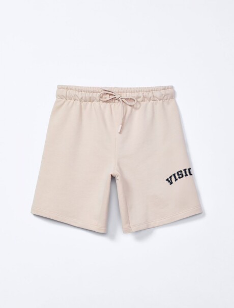 BERMUDA INFANTIL CON ESTAMPA BEIGE