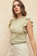 TOP RUFFLE Pistacho