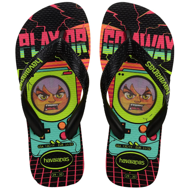 Sandalias Infantiles Havaianas Top Kids Holographic Verde - Amarillo Limón - Negro