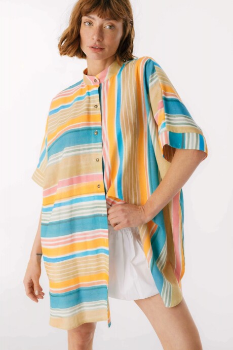 Camisa Azorella Azul/Beige