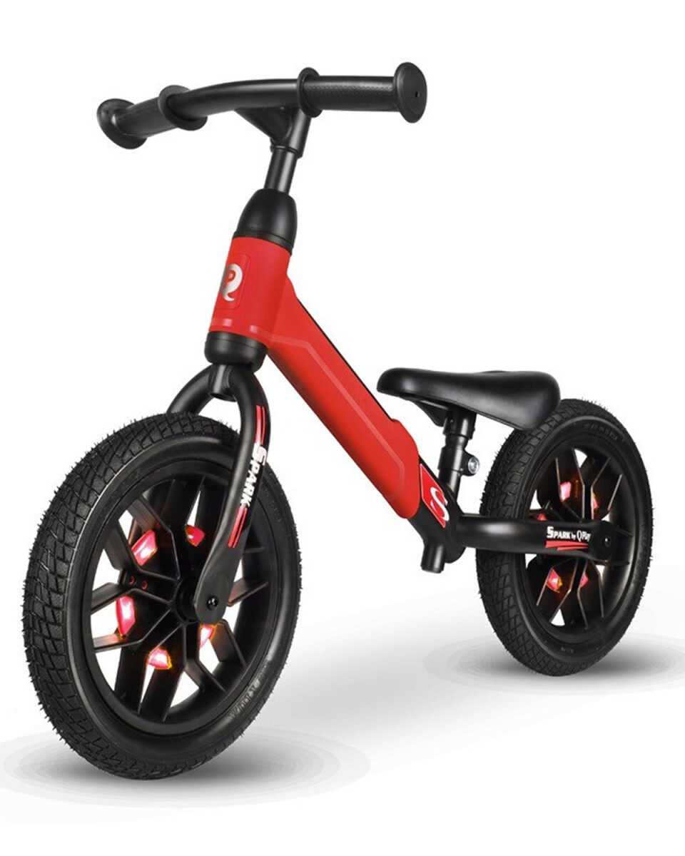 Bicicleta de equilibrio sin pedales con luces LED Qplay Spark - Roja 