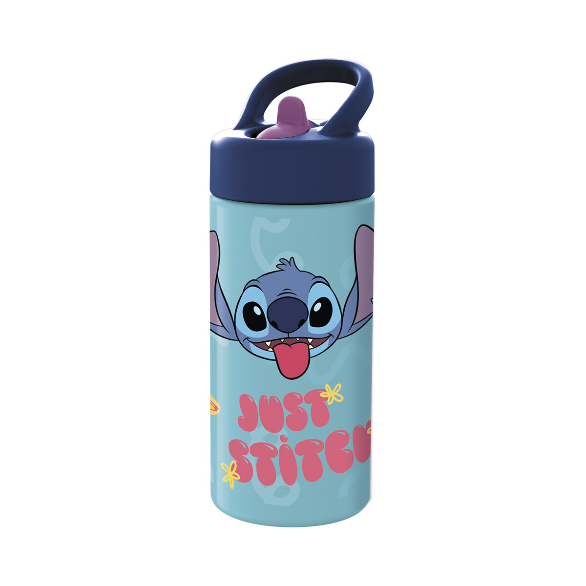 Botella Plástica con Pajita Stitch 410 ml 