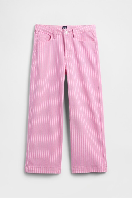 Jean Wide Tiro Alto Niña Pink Stripe