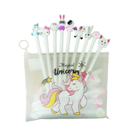 Set x 20 lapiceras Mochis Fibras Unicornio Estuche Esc005002-un